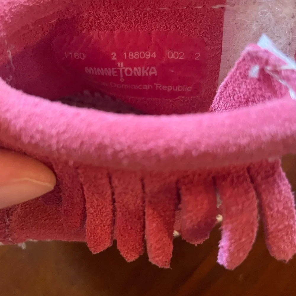 Baby Hot Pink Minnetonka Moccasins size 2